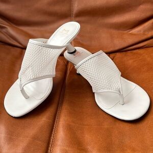 Marc Fisher LTD White Dallas Slide Heeled Sandal Size 7